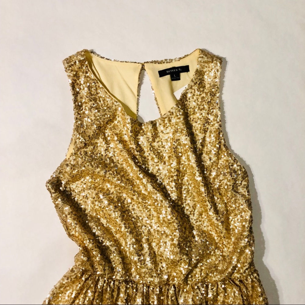 NWT Better Be Gold Sequined Party Dress - Picture 3 of 6